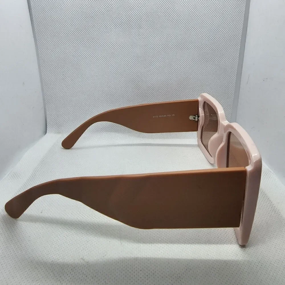 NWOT Shein Pink & Tan Sunglasses, Case, & Cleaning Cloth
